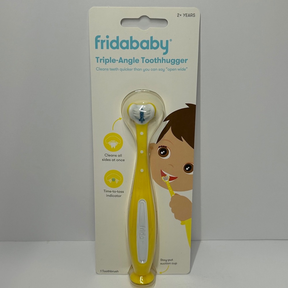 Fridababy‎ Triple-Angle Toothhugger Toddler Toothbrush Yellow Suction Cup